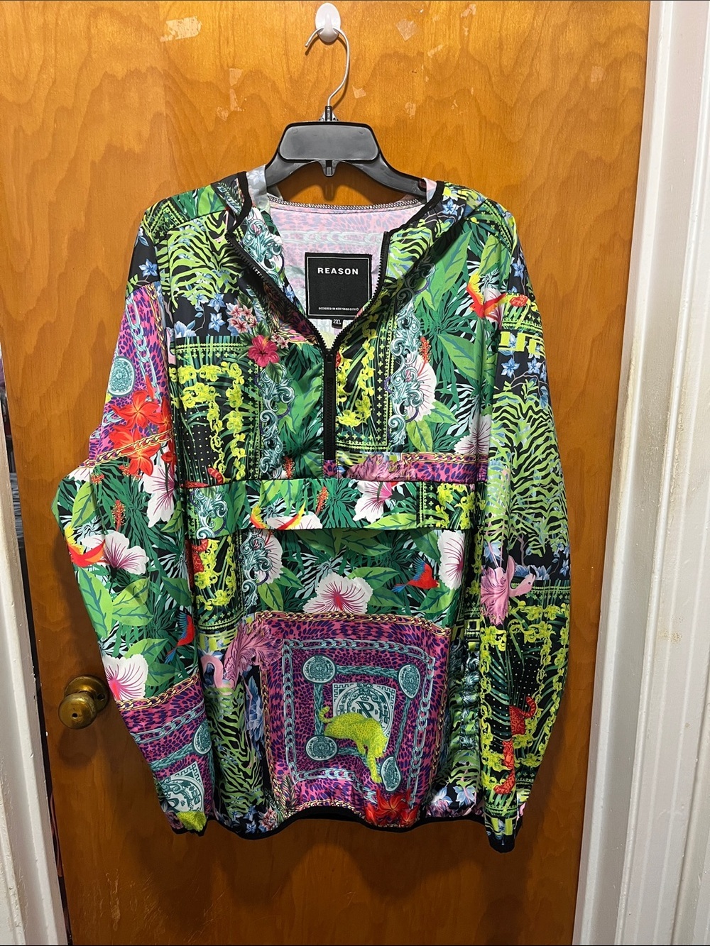 Reason Multicolor Tropical Floral Zip Pullover